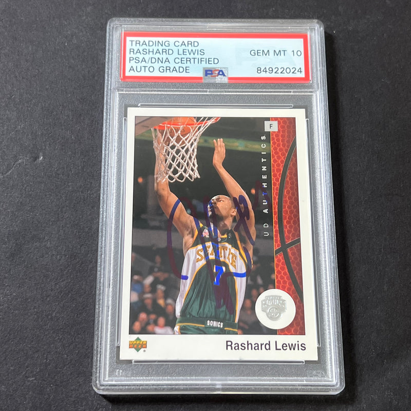 2002-03 Upper Deck #79 Rashard Lewis Signed Card AUTO 10 PSA/DNA Slabbed Sonics