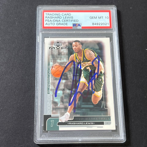 2002-03 Upper Deck MVP #165 Rashard Lewis Signed Card AUTO GRADE 10 PSA/DNA Slabbed Sonics