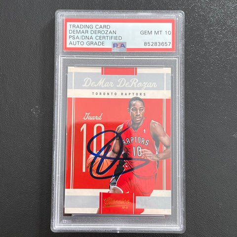 2011 Panini #61 DeMar DeRozan Signed Card AUTO 10 PSA Slabbed Raptors