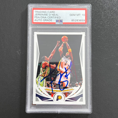 2004 Topps #70 Jermaine O'Neal Signed Card AUTO 10 PSA Slabbed Pacers