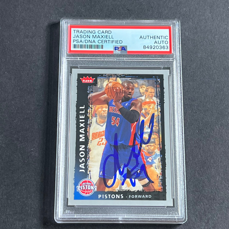 2008-09 Fleer #10 Jason Maxiell Signed Card AUTO PSA Slabbed Pistons