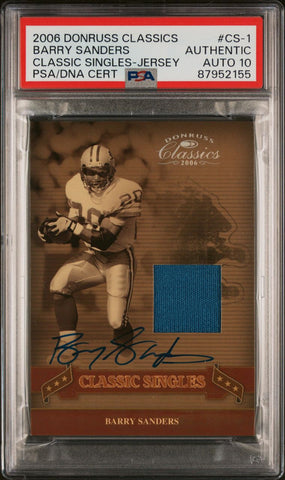 2006 Donruss Classics Classic Singles Jersey #CS-1 Barry Sanders Signed Card PSA Authentic AUTO 10 Slabbed Lions