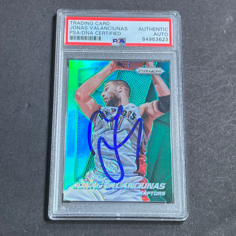 2014-15 Panini Prizm #145 Jonas Valanciunas Signed Card AUTO PSA Slabbed Toronto Raptors