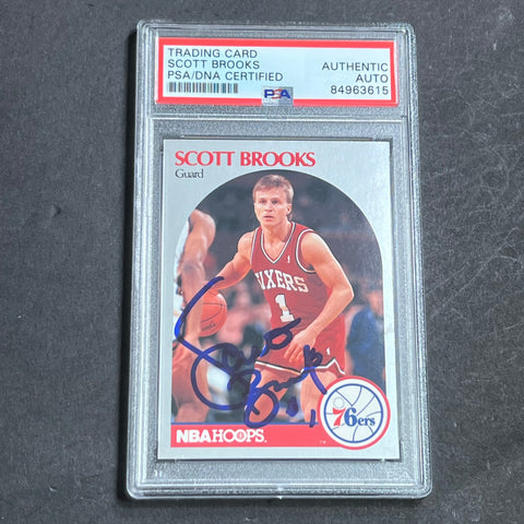 1990-91 NBA Hoops #226 Scott Brooks Signed Card AUTO PSA Slabbed 76ers