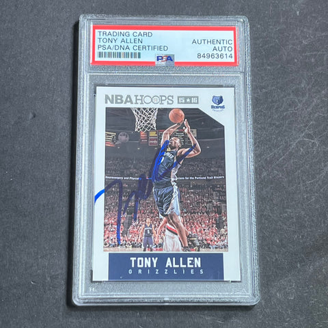 2015-16 NBA Hoops #100 Tony Allen Signed Card AUTO PSA Slabbed Grizzlies