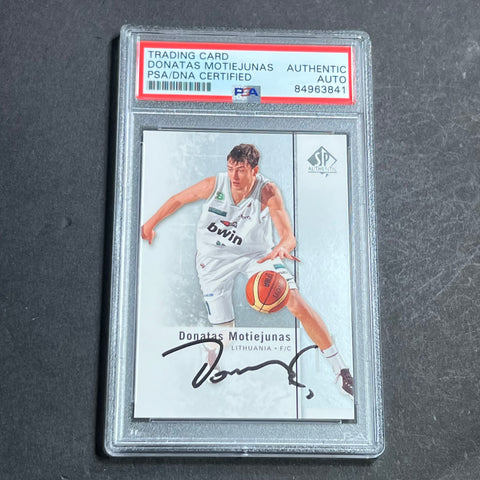 2011-12 SP Authentic #40 Donatas Motiejunas Signed Card AUTO PSA Slabbed Lithuania