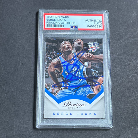 2013-14 Panini Prestige #61 Serge Ibaka Signed Card AUTO PSA Slabbed Thunder