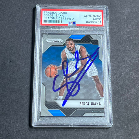 2016-17 Panini Prizm #141 Serge Ibaka Signed Card AUTO PSA Slabbed Magic
