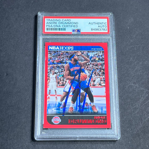 2014-15 NBA Hoops #97 Andre Drummond Signed Card AUTO PSA Slabbed Pistons