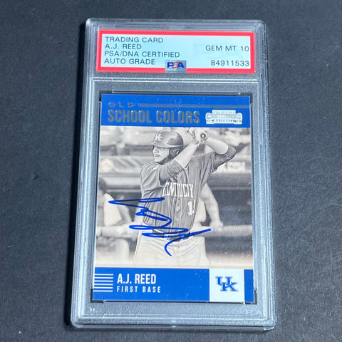 2015 Panini Contenders Old School Colors #18 A.J. Reed Signed Card AUTO 10 PSA/DNA Slabbed Kentucky