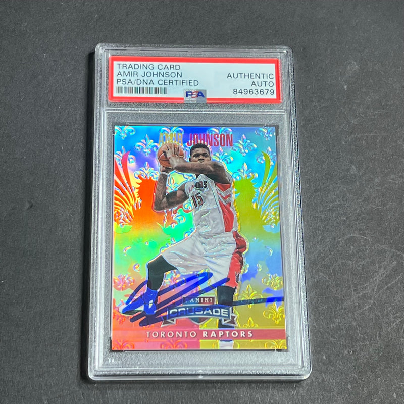 2013-14 Panini Crusade #184 Amir Johnson Signed Card AUTO PSA Slabbed Raptors