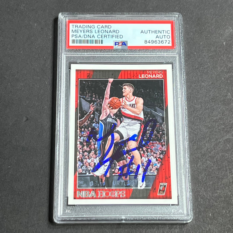 2016-17 NBA Hoops #249 Meyers Leonard Signed Card AUTO PSA Slabbed Portland Trail Blazers