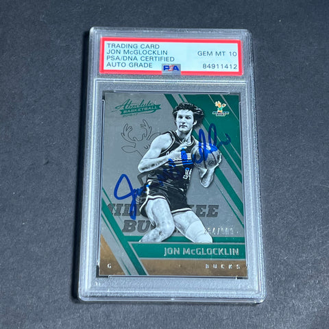 2016-17 Panini Absolute #102 Jon McGlocklin Signed Card AUTO 10 PSA/DNA Slabbed Bucks
