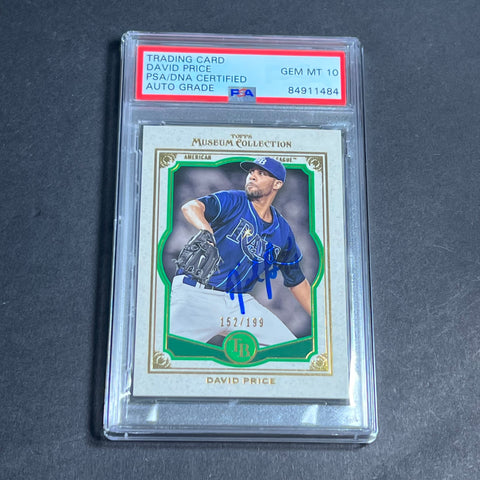 2013 Topps Museum #21 David Price Signed Card AUTO 10 PSA Slabbed Rays