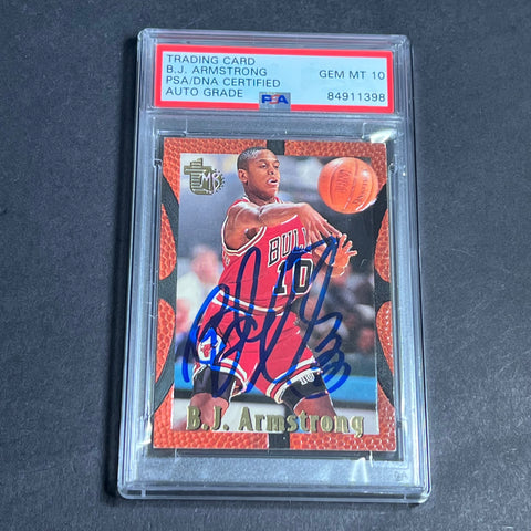 1994-95 Topps #13 B. J. Armstrong Signed Card AUTO 10 PSA Slabbed Bulls