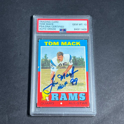 1971 Topps #94 Tom Mack Signed Card PSA Slabbed AUTO 10 Rams
