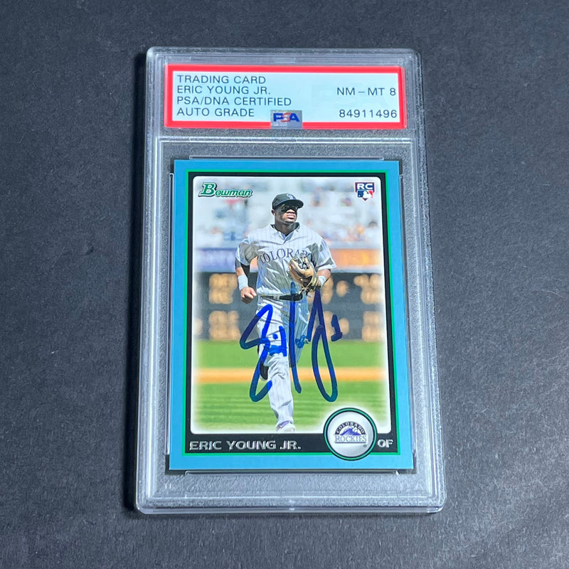 2010 Bowman Draft #BDP34 Eric Young Jr. Signed Card PSA Slabbed Auto 8 RC Rockies