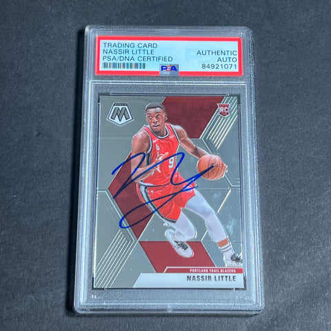 2019-20 Panini Mosaic #247 Nassir Little Signed Rookie Card AUTO PSA Slabbed RC Blazers