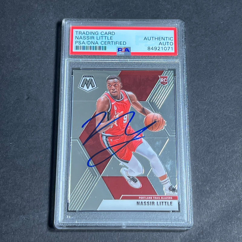 2019-20 Panini Mosaic #247 Nassir Little Signed Rookie Card AUTO PSA Slabbed RC Blazers