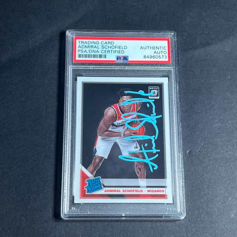 2019-20 Panini Optic #187 Admiral Schofield Signed Card AUTO 10 PSA Slabbed RC Wizards