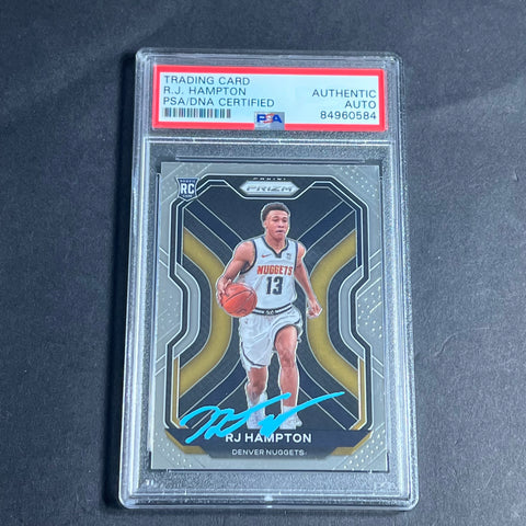 2020-21 Panini Prizm #286 RJ Hampton signed Auto Card PSA/DNA Slabbed RC Nuggets