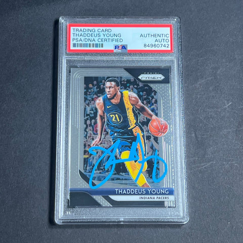 2018-19 Panini Prizm #154 Thaddeus Young Signed Card AUTO PSA Slabbed Pacers