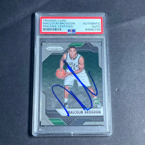 2016-17 Panini Prizm #17 Malcolm Brogdon Signed Card PSA/DNA Slabbed RC Bucks