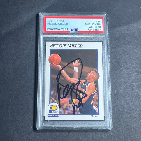 1990-91 NBA Hoops #84 Reggie Miller Signed Card AUTO PSA Slabbed Pacers