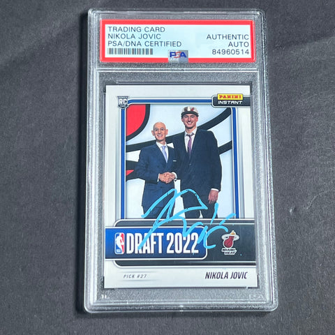 2022-2023 Panini Instant #DN 22 Nikola Jovic Signed Card PSA AUTO RC Slabbed Heat