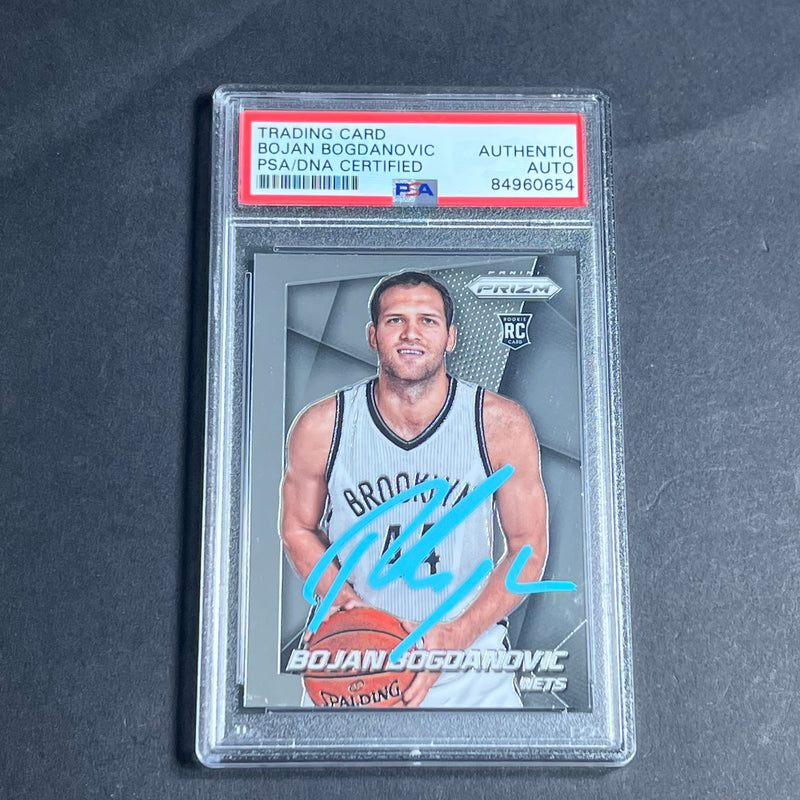 2014-15 Panini Prizm #293 Bojan Bogdanovic Signed Card AUTO PSA Slabbed RC Nets