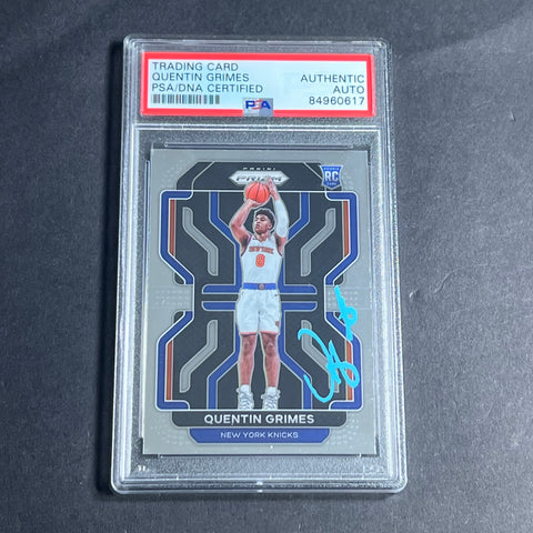2021-22 Panini Prizm #285 Quentin Grimes Signed Card PSA Slabbed Knicks