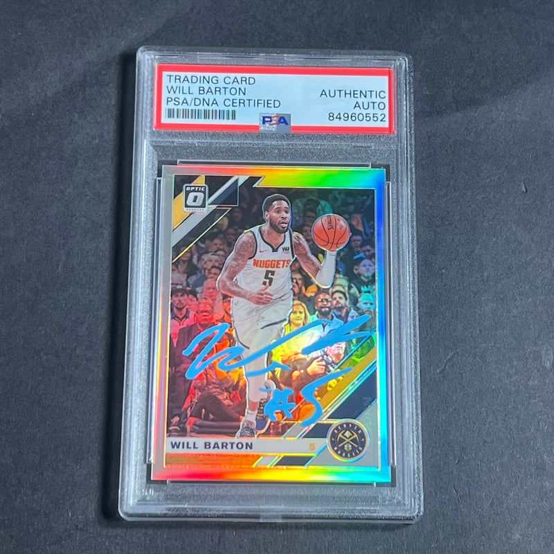 2019-20 Donruss Optic Cracked Ice #76 Will Barton Signed Card AUTO PSA Slabbed Nuggets