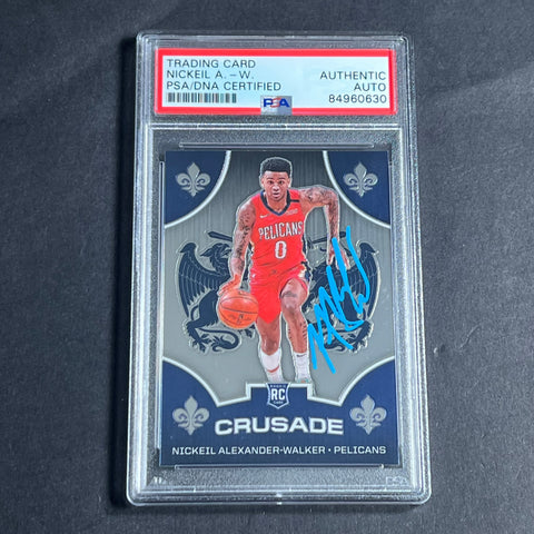 2019-20 Panini Chronicles Crusade #527 Nickeil Alexander-Walker Signed Card AUTO PSA RC Slabbed Pelicans
