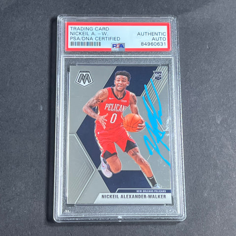 2019-20 Panini Mosaic Silver #205 Nickeil Alexander-Walker Signed Card AUTO PSA Slabbed Pelicans