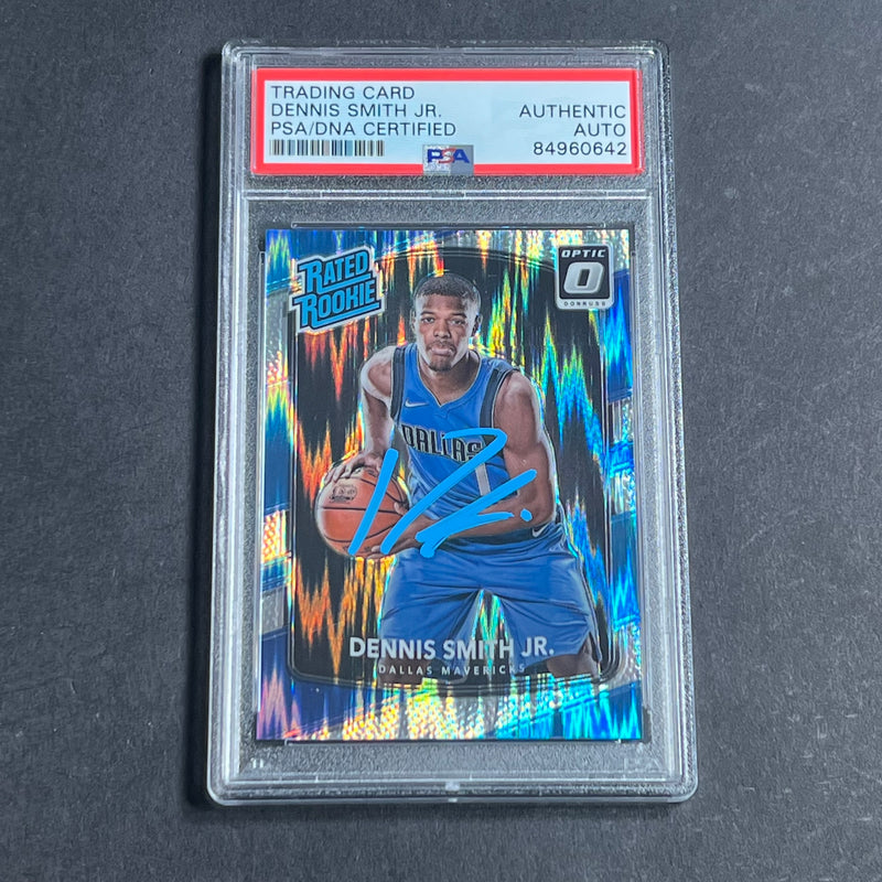 2017-18 Donruss Optic Shock #192 Dennis Smith Jr. Signed Card AUTO PSA Slabbed Mavericks