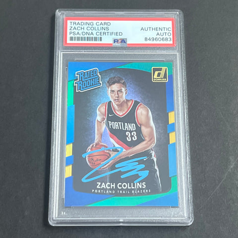 2017-18 Donruss Rated Rookie #191 ZACH COLLINS Signed Card AUTO PSA Slabbed RC Blazers