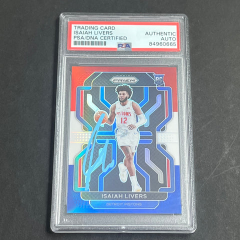 2021-2022 Panini Prizm #296 Isaiah Livers Signed Card AUTO PSA Slabbed RC Pistons
