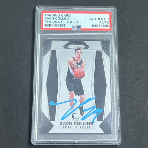2017-18 Panini Prizm #144 ZACH COLLINS Signed Card AUTO PSA Slabbed RC Blazers