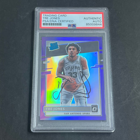 2020-21 Panini Donruss Optic #188 Tre Jones Signed Card AUTO PSA/DNA Slabbed RC Spurs