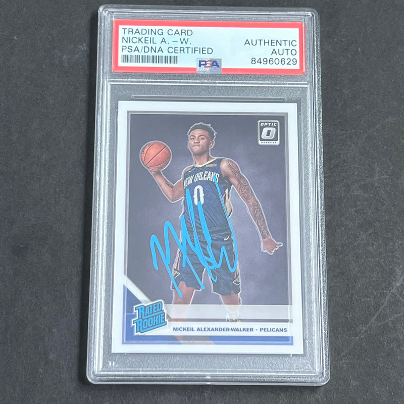 2019-20 Panini Donruss Optic #184 Nickeil Alexander-Walker Signed Card AUTO PSA RC Slabbed Pelicans