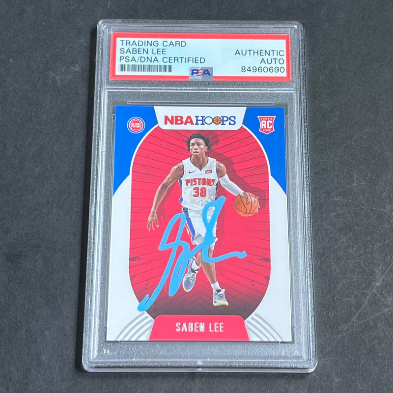 2020-21 Panini Hoops Rated Rookie #206 Saben Lee Signed Card AUTO PSA Slabbed Pistons
