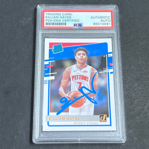 2020-21 Donruss Rated Rookie #204 Killian Hayes Signed Card AUTO PSA Slabbed RC Pistons