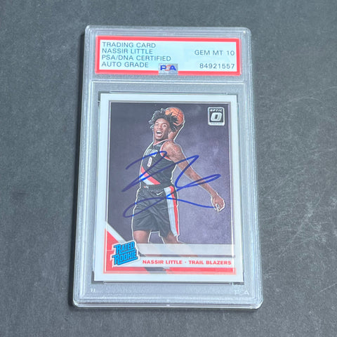 2019-20 Panini Optic #154 Nassir Little Signed Rookie Card AUTO 10 PSA Slabbed RC Blazers