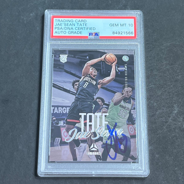 2020-21 Panini Chronicles Luminance #139 JAE'SEAN TATE Signed Card AUTO 10  PSA Slabbed RC Rockets