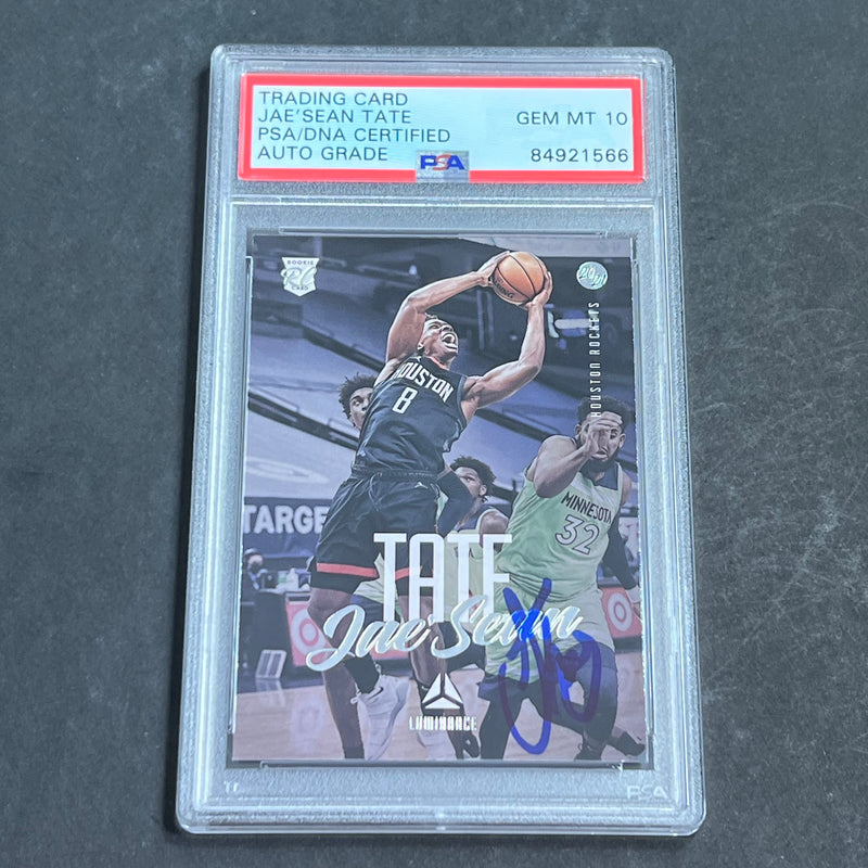 2020-21 Panini Chronicles Luminance #139 JAE'SEAN TATE Signed Card AUTO 10 PSA Slabbed RC Rockets