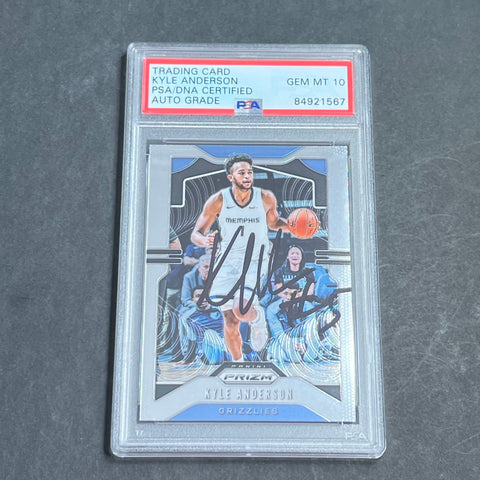 2019-20 Panini Prizm #142 Kyle Anderson Signed Card AUTO 10 PSA/DNA Slabbed Grizzlies