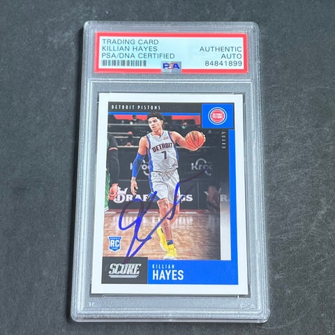 2020-21 Panini Chronicles Score #611 Killian Hayes Signed Card AUTO PSA Slabbed RC Pistons