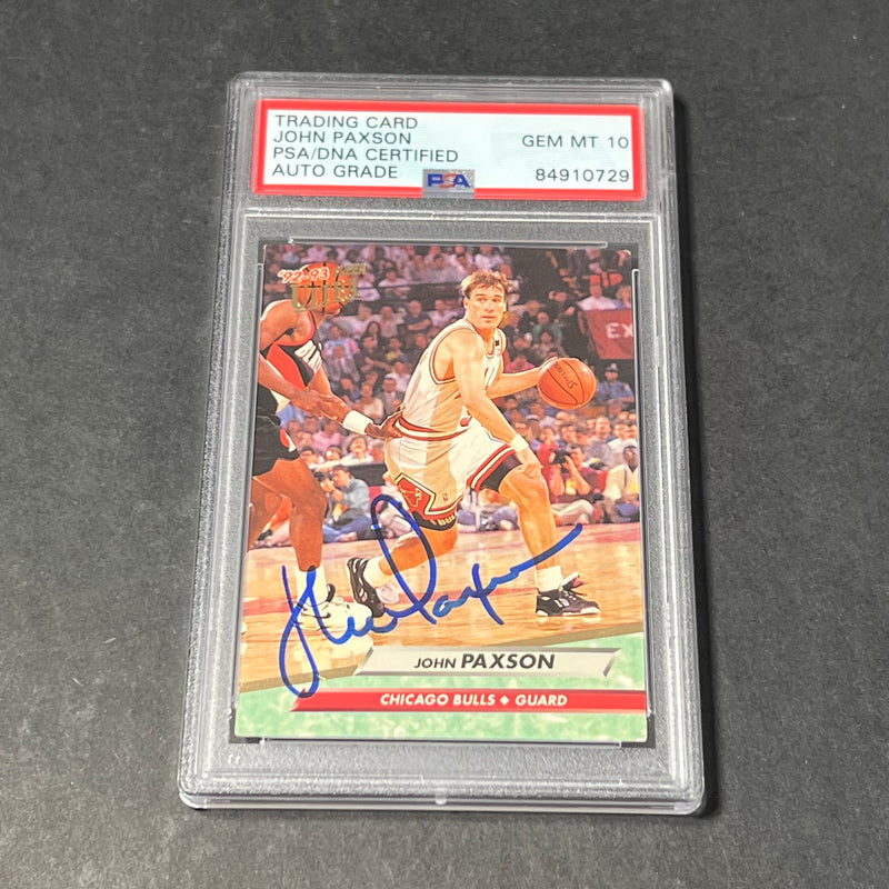 1992-93 Fleer Ultra #29 John Paxson Signed Card AUTO Grade 10 PSA Slabbed Bulls