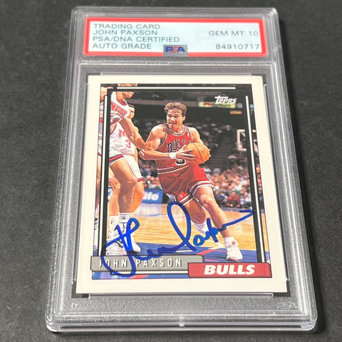 1992-93 Topps #24 John Paxson Signed Card AUTO Grade 10 PSA Slabbed Bulls