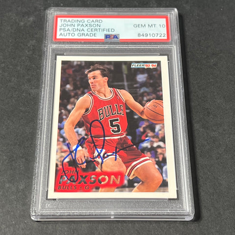 1993-94 Fleer #30 John Paxson Signed Card PSA AUTO 10 Slabbed Auto Bulls